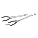 Pince Jeu de 2 extra-longues à becs demi-ronds striées avec double articulation