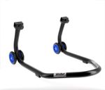 Lève moto Béquille de stand arrière Home Track supports en "V" noir mat roues bleu