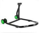 Lève moto Béquille de stand monobras droite Home Track noir mat roues vert