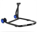 Lève moto Béquille de stand monobras droite Home Track noir mat roues bleu