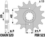 Kit chaine PBR 520 SRX2 - 15/43 - 106 Couronne acier standard
