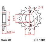  Steel Noise - Free Front 1307 - 520 Gearbox output pinion
