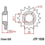  Steel Noise - Free Front 1538 - 520 Gearbox output pinion
