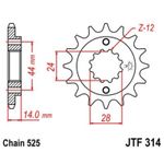  Steel Noise - Free Front 314 - 525 Gearbox output pinion