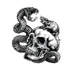 Planche de stickers MINI TETE MORT SERPENT RAT 60x80mm