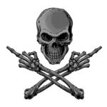 Placa de autocolantes MINI MIDDLE FINGER SKULL 60x80mm