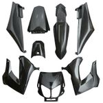 Kit carénage CARROSSERIE-CARENAGE 50 A BOITE ADAPTABLE DERBI 50 SENDA 2000+2010 NOIR BRILLANT (KIT 8 PIECES) -P2R-