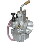  CARBURATEUR TYPE PWK 24 SILVER A BOISSEAU PLAT AVEC POWER JET ENTREE AIR POLI + COUDE TOURNANT + STARTER A TIRETTE -QUALITE PREM Carburator