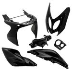 Kit carénage CARROSSERIE-CARENAGE SCOOT ADAPTABLE MBK 50 NITRO 1997+2012-YAMAHA 50 AEROX 1997+2012 NOIR BRILLANT (KIT 6 PIECES) -P2R-