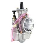  PWK 28 CARBURETTOR SILVER WITH FLAT SLIDE AND POWER JET + PULL STARTER -P2R- Carburettor