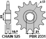 Pignon de sortie de boite acier standard 2331 - 525