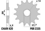 Pignon de sortie de boite acier standard - 420 14 dents