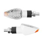 Clignotant UNIVERSEL MINI PYRAMIDE 8 LEDS TRANSPARENT - BLANC TEMOIN L 68mm - H 27mm 30mm HOMOLOGUE CE PAIRE