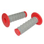  MOTO OFF ROAD KOPFSTEIN GRAU - ROT GESCHLOSSENES ENDE 115mm PAAR Lenkergriffe