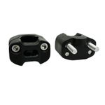 Pontet de guidon UNIVERSEL OVERSIZE ALU DIAM 28,6mm - 22,2mm ENTRAXE 38mm VIS INOX M7 H40 x L55 l35 mm PAIRE