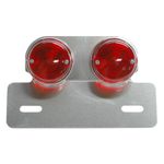 Feux arrière SUPPORT PLAQUE IMMATRICULATION FEU 50 A BOITE - MOTO ALU ROND ROUGE 1 FAISCEAU ARGENT L 171mm - H 30mm 105mm