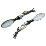 Clignotant UNIVERSEL MINI OVALE 9 LEDS TRANSPARENT - CORPS ZAMAC L 65mm - H 20mm 21mm HOMOLOGUE CE PAIRE