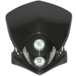 Plaque phare TETE FOURCHE 50 A BOITE UNIVERSEL DUKE LEDS BLANCHES HALOGENE 2x20W
