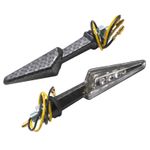 Clignotant UNIVERSEL MINI DEMI FLECHE A LEDS TRANSPARENT - CARBONE MAT L 81mm - H 21mm 28mm PAIRE