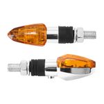 Clignotant UNIVERSEL MICRO FLECHE A AMPOULE BAU9S ORANGE - CHROME L 54mm - H 20mm 21mm HOMOLOGUE CE PAIRE