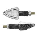 Clignotant UNIVERSEL MINI TRIANGLE 13 LEDS TRANSPARENT - CARBONE L 78mm - H 37mm 28mm HOMOLOGUE CE PAIRE