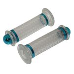 Poignées de guidon SCOOTER - 50 A BOITE DOME TRANSPARENT - BLEU CLOSED END PAIRE