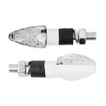 Clignotant UNIVERSEL MICRO FLECHE 8 LEDS TRANSPARENT - BLANC L 55mm - H 20mm 23mm HOMOLOGUE CE PAIRE