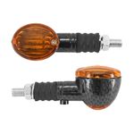Clignotant UNIVERSEL MICRO OVALE A AMPOULE BA9S ORANGE - CARBONE TEMOIN BASE COURTE L 70mm - H 30mm 36mm HOMOLOGUE CE PAIRE