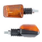 Clignotant UNIVERSEL RECTANGLE A AMPOULE BA9S ORANGE - CARBONE CABOCHONS TRANSPARENT L 81mm - H 39mm 37mm PAIRE