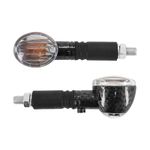 Clignotant UNIVERSEL MICRO OVALE A AMPOULE BA9S TRANSPARENT - CARBONE TEMOIN BASE LONGUE HOMOLOGUE CE PAIRE
