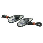 Clignotant DECO GOUTTE EAU FENDER TRANSPARENT - CARBONE AMPOULE BLEU L 62mm - H 23mm 18mm PAIRE