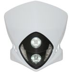 Placa de farol TETE FOURCHE 50 A BOITE UNIVERSEL DUKE BRANCO LEDS BRANCOS HALOGENE 2x20W