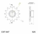  PSB CST - 947 16.2 - 16 tænder Udgange gearhjul