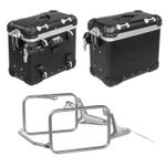  Komplettset ZEGA Evo 38/38 - Grauer Halter inklusive - Schwarz eloxiert Seitenkoffer