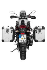  Komplettset ZEGA Evo 38/45 - Schwarze Halterung inklusive - Grau eloxiert Seitenkoffer