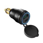  DIN HELLA Steckdose aus Aluminium, 12 V Netzadapter mit DOPPELTEM USB QC3.0 UND TYPE C Anschluss Adapter für Zigarettenanzünder