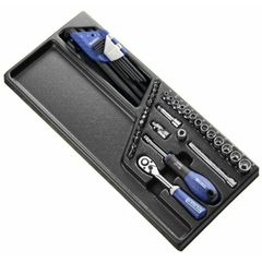 Gereedschapsmodule met 1/4" doppen en ratels - kunststof lade