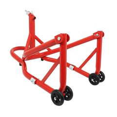 STAND MOTO P2R DIANTEIRA FIXAÇÃO SOB TÊ DE FORQUILHA AÇO VERMELHO (ALTURA 68 cm)