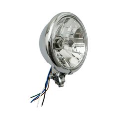 OPTIQUE MOTO VINTAGE DIAM 130 mm CUVELAGE LISSE LAMPE H4 60 - 55W FEU POSITION CHROME HOMOLOGUE CE