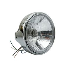OPTIQUE MOTO TYPE GUZZI DIAM 200 mm CUVELAGE LISSE Ø180mm LAMPE H4 60 - 55W FEU POSITION CHROME CORPS ACIER HOMOLOGUE CE