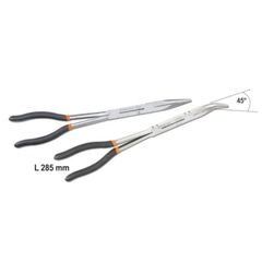 Jeu de 2 extra-longues à becs demi-ronds striées avec double articulation
