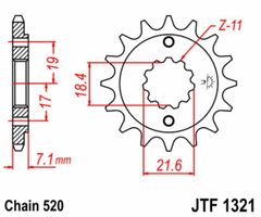 JT 520H 13/41 - standardní řetězová kola