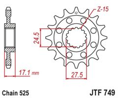 JT 525 MVXZ2 - 16/42 - 124 Couronne acier standard