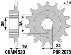 PBR 520 MVXZ2 - 15/46 - 104 Ocelová standardní koruna