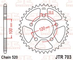 JT 520 SRX2 - 15/42 - 120 Ocelový standardní řetězový kolečko