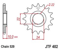 16 dents acier standard pas 520 type 402