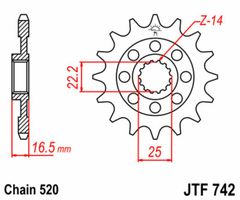 Standard Stahlritzel vorne 742 - 520