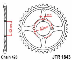Steel Standard Rear Sprocket 1843 - 428