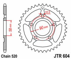 Steel Standard Rear Sprocket 604 - 520