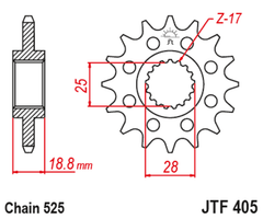 geräuscharmes vorderes Stahlritzel 405 - 525
